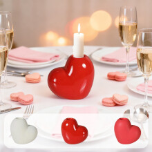 Ceramic Heart Candle Holder Red 1 Piece