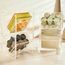 Coffee Bar Organizer Bins - Stackable Storage Containers for K-Cups, Coffee Pods, Sugar Packets, Napkins (4.5x4.2x4.1 Inch)