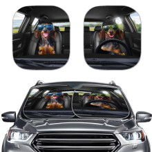 Funny Dachshund Car Sunshade for Side Windows – 2-Pack, Heat-Reflective Sun Visor Shield, Interior Decor Accessory, Compatible with Most Cars