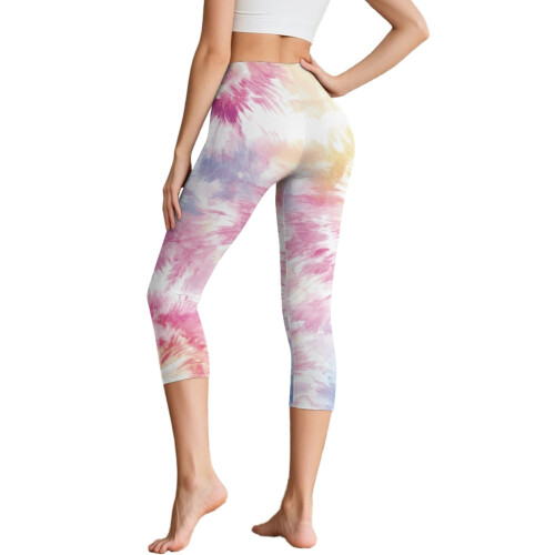HELlHERO Παντελόνι γιόγκα με τυπωμένο Tie Dye για γυναίκες, κολάν για έλεγχο κοιλιάς, 1