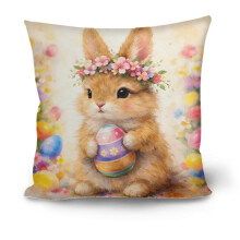 Easter Painted Style Pillowcase 44x44cm - Vibrant Hand-Painted Floral Design Decorative Pillow Cover, Easter & Spring Home Decor, Washable Fabric