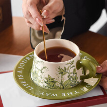 Ceramic Coffee Cups Set with Saucers - Stylish Drinkware for Cappuccino, Espresso, and Hot Beverages - Ideal for Home, Office, and Coffee Shops