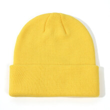 Winter Knitted Beanie Newborn Crochet Pullover Warm Cap Yellow S