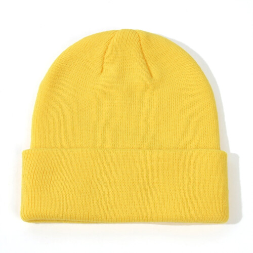Winter Knitted Beanie Newborn Crochet Pullover Warm Cap Yellow S