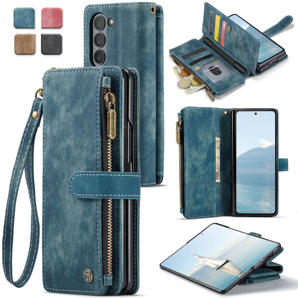 Caseme Phone Case Wallet Case For Compatible With Samsung Glalxy Z Fold 6 Pu Leather Magnetic Handbag Zipper Pocket Card Slots 9422877488414