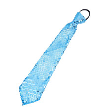 Unisex Shinning Sequins Tie Glitter Sparkly Paillette Pre-Tied Necktie with Adjustable Zipper for Festival Dance Costume