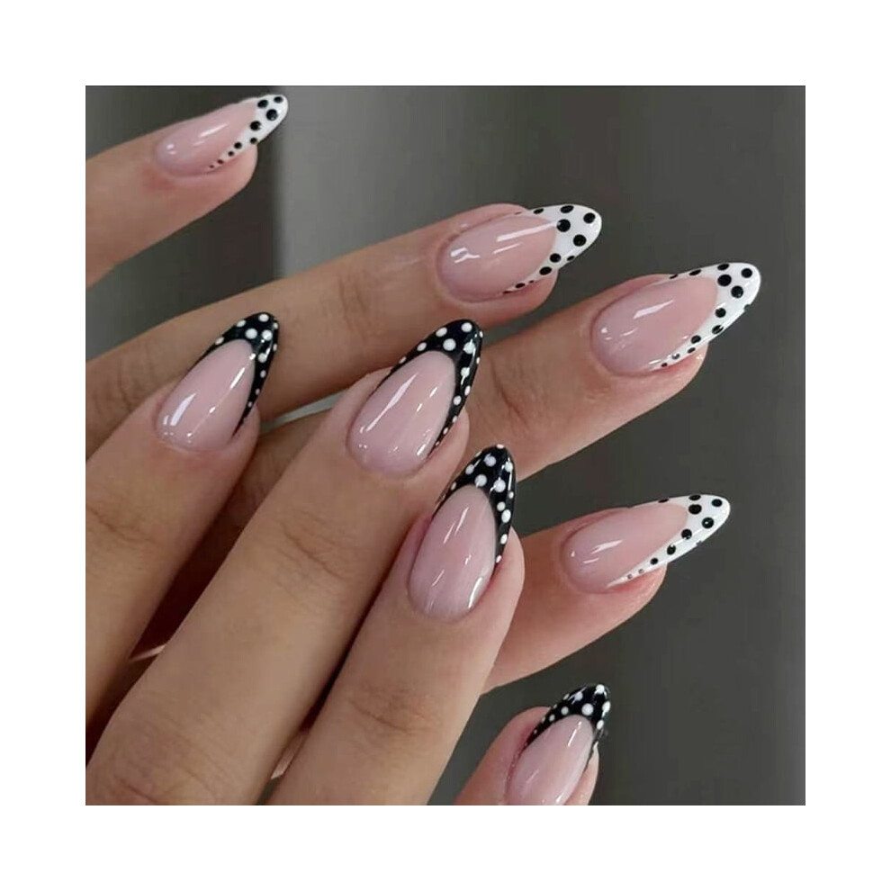 Polka Dot Press On Nails Reusable 24pcs