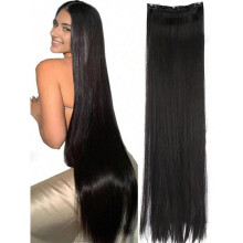Black Extra Long Straight Clip-In Hair Extensions (20–40 in), 5-Clip Ponytail Extension for Women & Girls – Compatible with All Hair Types
