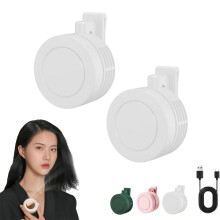 2PCS Belt Clip Fan, Portable Silent Bladeless USB Rechargeable Neck Fan, 3 Speeds, Hands-Free for Travel/Hiking/Farm – White