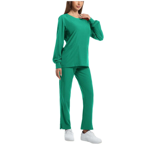 Women's Solid Scrubs Set Green 2X 1