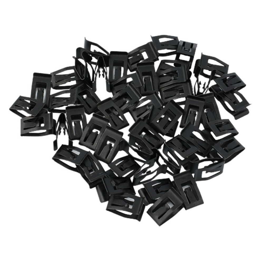 50Pcs Car Console Dash Dashboard Trim Metal Retainer Rivet Fastener Clips Black 9399596210728