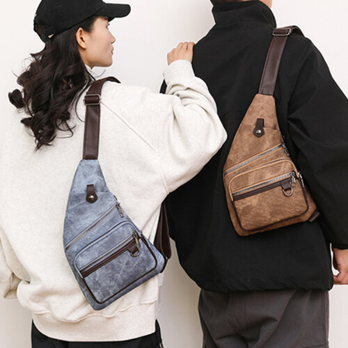 Τσάντα ώμου Unisex με τεχνητό δέρμα και ρυθμιζόμενο λουράκι, ρετρό, αντικλεπτική 2