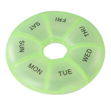 Weekly Pill Organizer, 7-day Medication Box, Compact, Labeled, Transparent – Ideal for Travel, Daily Use, Great for Seniors, Patients, Green