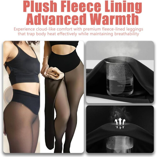 Magic Fleece-Lined Leggings Plus Size Warm Bare-Leg Tights 1