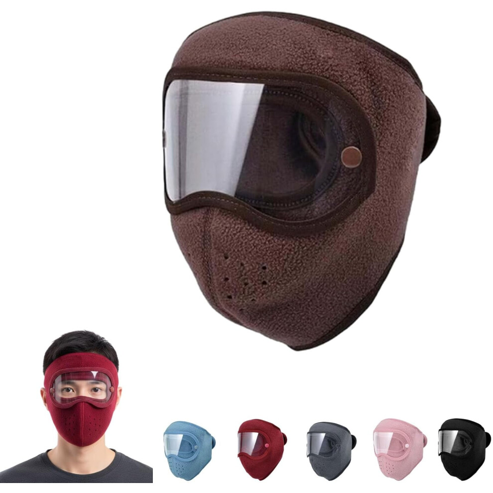 Fleece Thermal Mask With Removable Goggles,Windproof Hd Goggles Anti-Fog Face Masks,Winter Warm Full Protection Ski Mask 9399596208107