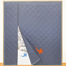 Reversible Magnetic Thermal Door Curtain, 74"x81", Grey, for French/Sliding Doors, Compatible with Winter Insulation