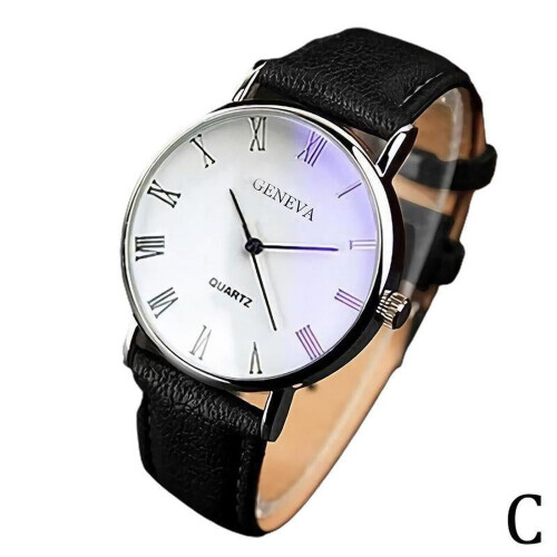 Men's Watch with White Dial and Black Strap 1