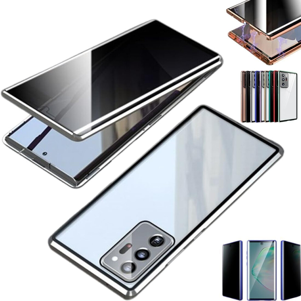 Beyonddraw Magnetic Tempered Glass Case For Samsung S25âS21 Ultra + Techterio Privacy Lens Cover (, For S21) Silver 9399596209425