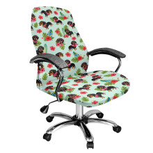 Dachshund Hibiscus Print Office Chair Cover, Removable Washable Rotating Slipcover for Pets, Compatible with High Back Chairs
