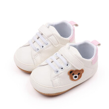 Toddlers First Walking Shoes Baby Prewalkers Antislip PU Leather Shoes Cute Bear Pattern for 0-18 Month Newborns