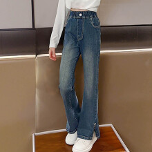 Girls' Stretchy High-Waisted Flared Jeans – Comfortable Wide-Leg Denim Pants for Kids & Teens (Ages 5-15)