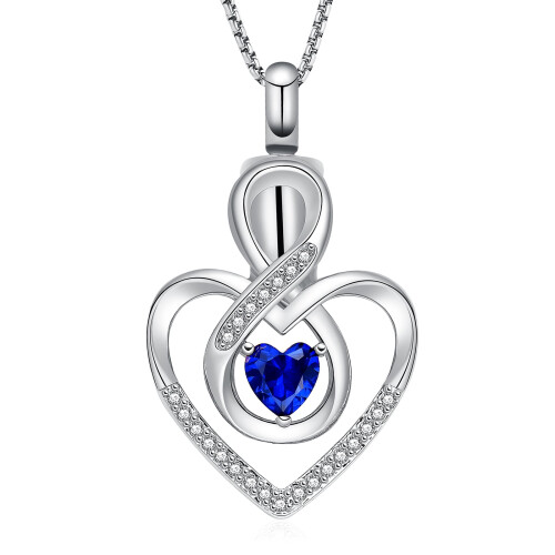 Infinity Cremation Necklace with Heart Birthstone Locket