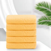 5-Pack Bear Embossed Microfiber Face Towels (11.81x23.62in), Soft, Absorbent, Quick-Dry, Skin-Friendly – Orange