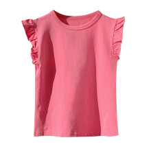 Girls Cotton Shirts Ruffle Short Sleeve Cute Tops Summer Crewneck Tee Tops Casual Cute Blouse