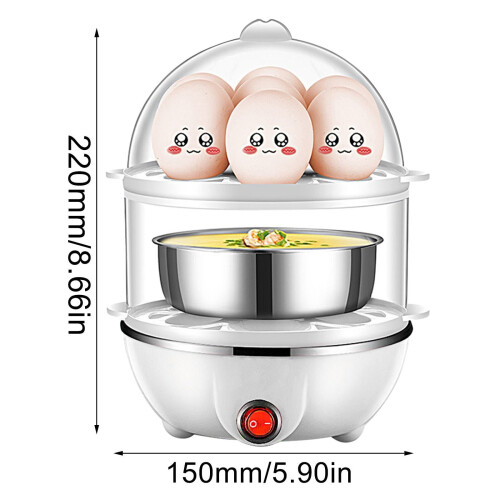 14-Egg Double-Layer Steamer, Auto Shut-Off, Stainless Steel, Compatible with All Egg Sizes 1