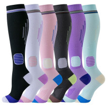 Compression Socks for Women Circulation Knee High 6 Pairs for Nurses, Running, Travel, Athletic，L/XL-Style 9