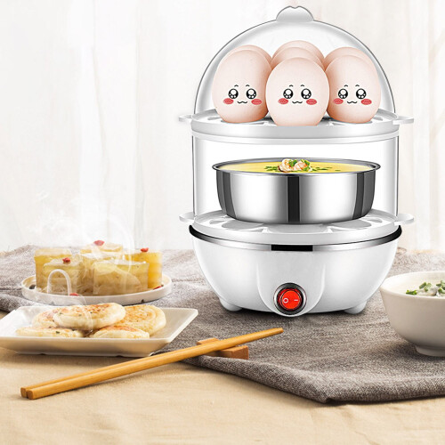 14-Egg Double-Layer Steamer, Auto Shut-Off, Stainless Steel, Compatible with All Egg Sizes 2