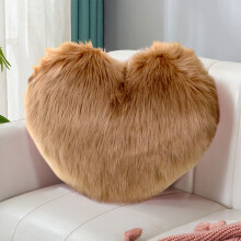 Faux Fur Heart Shaped Throw Pillow with Insert Soft Plush Throw Pillows Decorative Fluffy Throw Pillow for Living Room Bedroom Car Office, Coffee