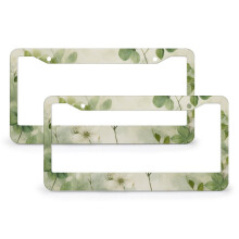 2-Pack Green Leaves & Flowers License Plate Cover – St. Patrick's Day Shamrock Frame, Metal, 2-Hole, Compatible with US Vehicles