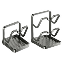 2Pcs Countertop Pot Lid Holder With Spoon Rest, 1 Pot+2 Pot Lid Organizer To Keep Cooking Utensils Handy And For Kitchen Space Tidy