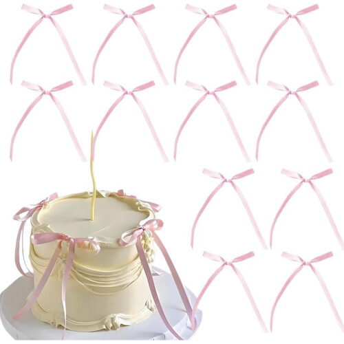 Bow Cake Topper Ribbon Bow Cupcake Toppers 30 Pcs