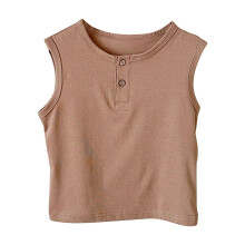 Little Girls Cotton Tanks Sleeveless Summer Crewneck Buttons Tees Soft Breathable Tank Blouses