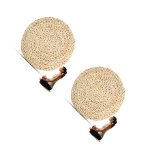 2Pcs Hand-Woven Straw Cushions Beige Eco-Friendly Yoga Seat Mats