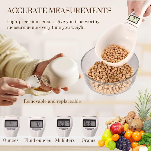 Colher medidora digital com visor LCD, 800 g, 0,1 g 1