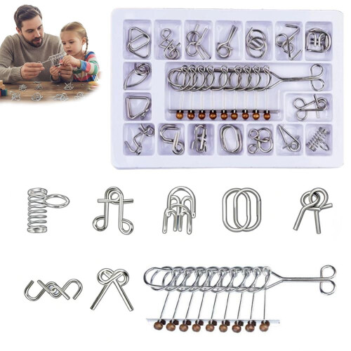 Brain Teaser Puzzles, Metal Wire Puzzles Set, IQ Challenge Puzzle Games 1
