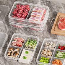 Stackable Refrigerator Organizer Bins with Lids, BPA-Free Clear Compartmentalized Boxes (4 Compartments) – Compatible with Standard Fridges
