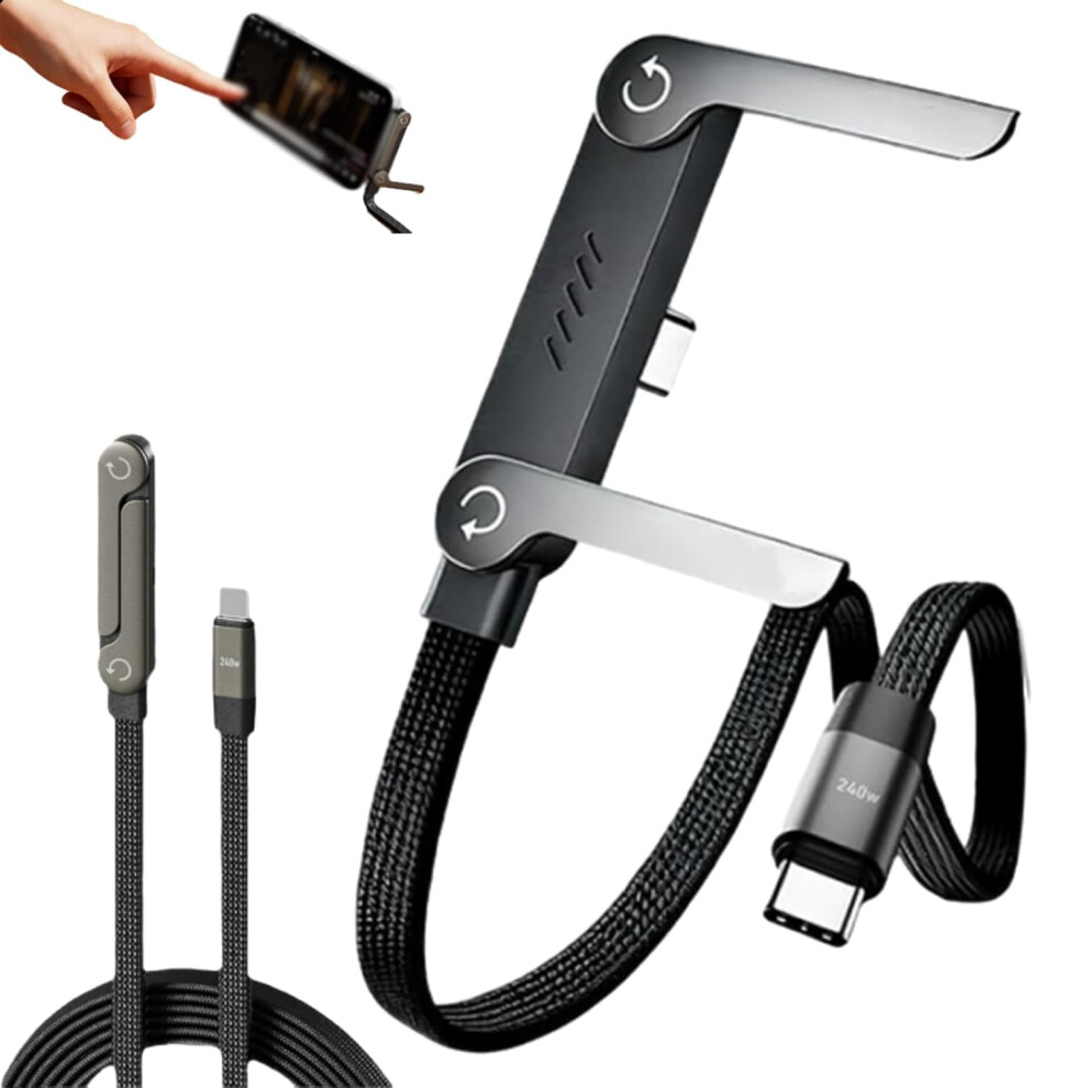 240W Braided Fast Charge Cable With Built-In Phone Stand, 4.9Ft Â Compatible With Usb-C Devices 9558633082739