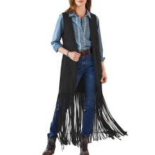 Women's Faux Suede Fringe Vest with Tassels