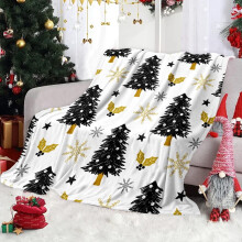 Christmas Holiday Cozy Blanket Throw Fleece Soft Warm Lightweight Plush for Couch Bed Women Gift 27.6x39.4in White