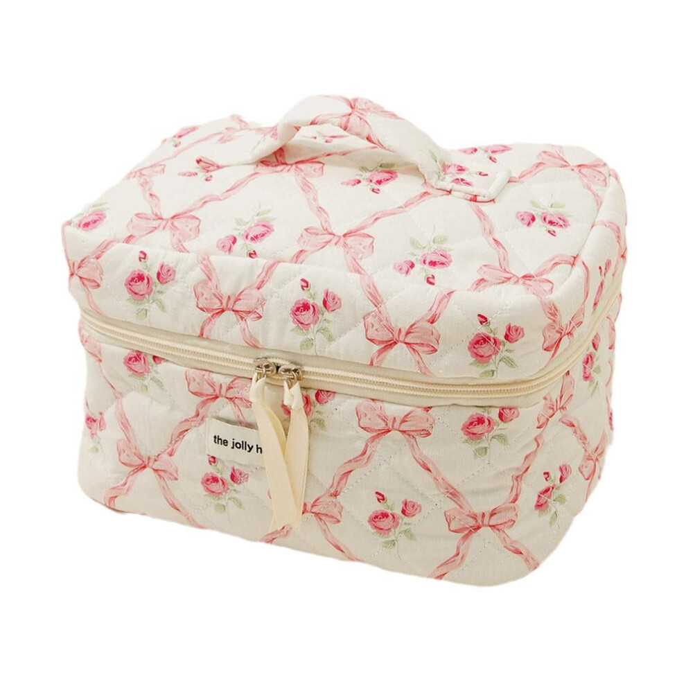 WNPXQNT Bow Cosmetic Bag Set 3Pcs Quilted Pouches for Toiletries Travel Makeup Cute Aesthetic