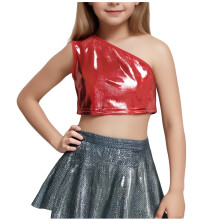 Girls off Shoudler Top Sequin Crop Blouse Fashion Sparkly Party Dancewear Short Shirts Clothes