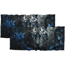 Tigrismintás virágmintás ablakfüggöny (137x45 cm, 2 paneles) – Standard rudakkal kompatibilis