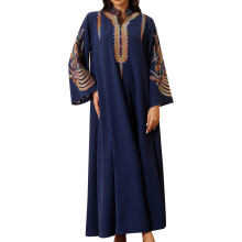 Elegantné dámske vyšívané pulóvrové šaty s dlhým rukávom, župan Abaya na denné nosenie