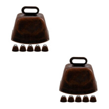12Pcs Small Metal Hanging Cow Bells Dark Red Loud Decorative Bells