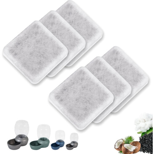 6 PCS Charcoal Replacement Filters Compatible with Petmate Replendish Mason Gravity Waterers