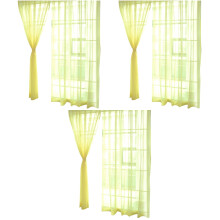 6Pcs Yellow Sheer Voile Curtains Window Screen Rod Decor